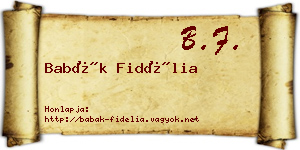 Babák Fidélia névjegykártya